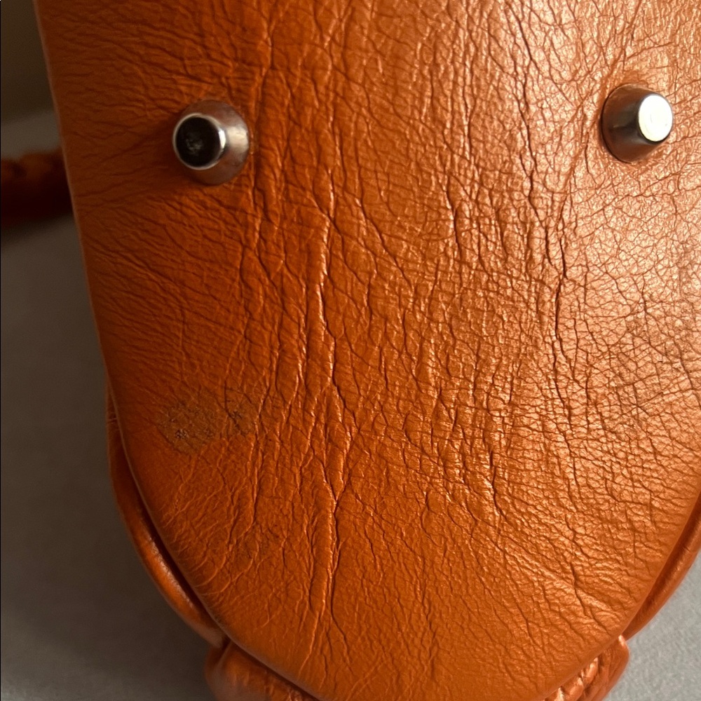Paolo Masi Orange Braided-Handle Leather Shoulder Bag - Picture 10 of 10